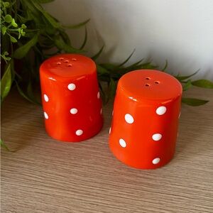 Vibrant Orange Polka Dot Salt and Pepper Shakers